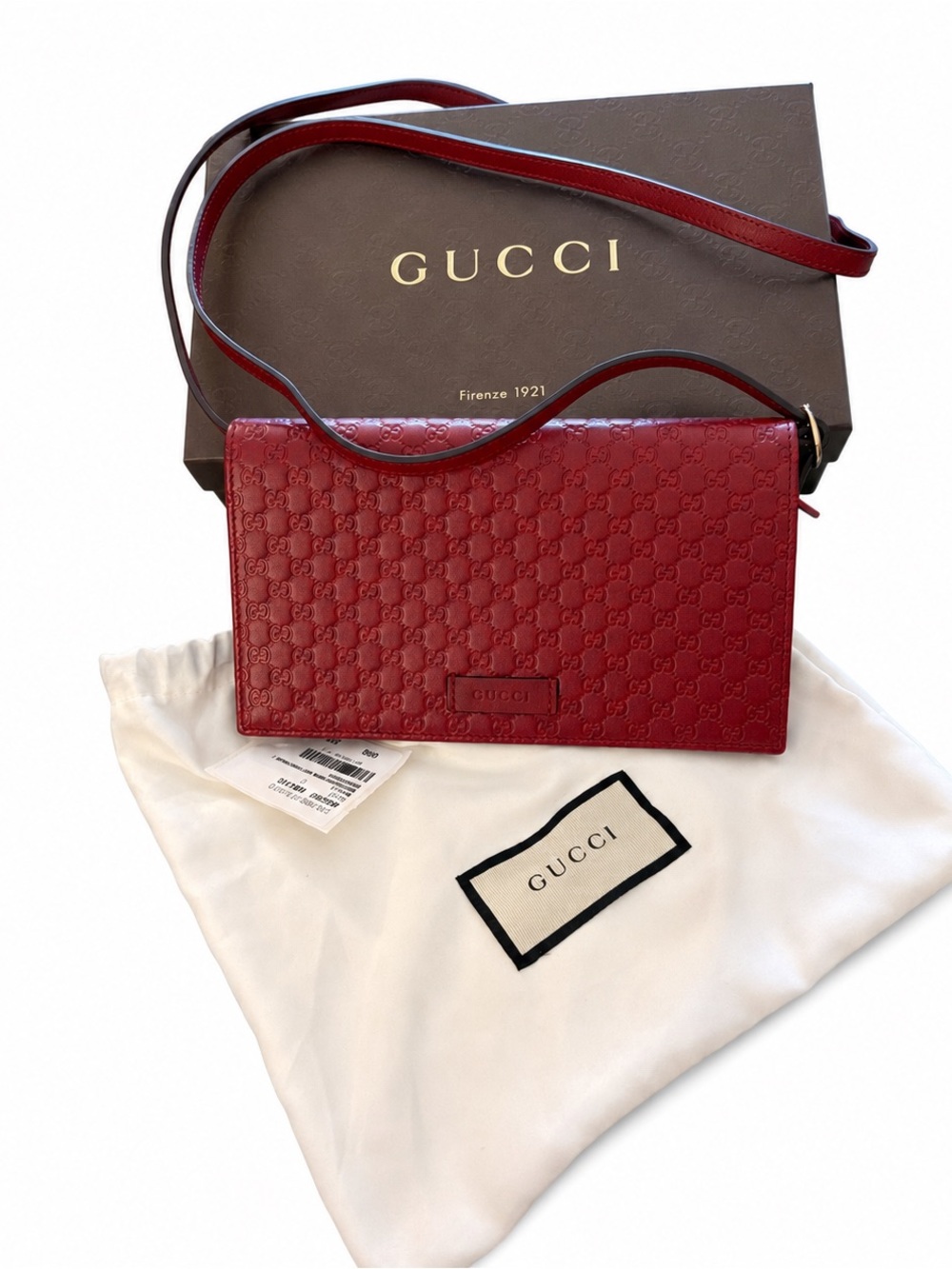 Gucci Microguccissima Leather Crossbody Wallet Bag (RED ROSSO)